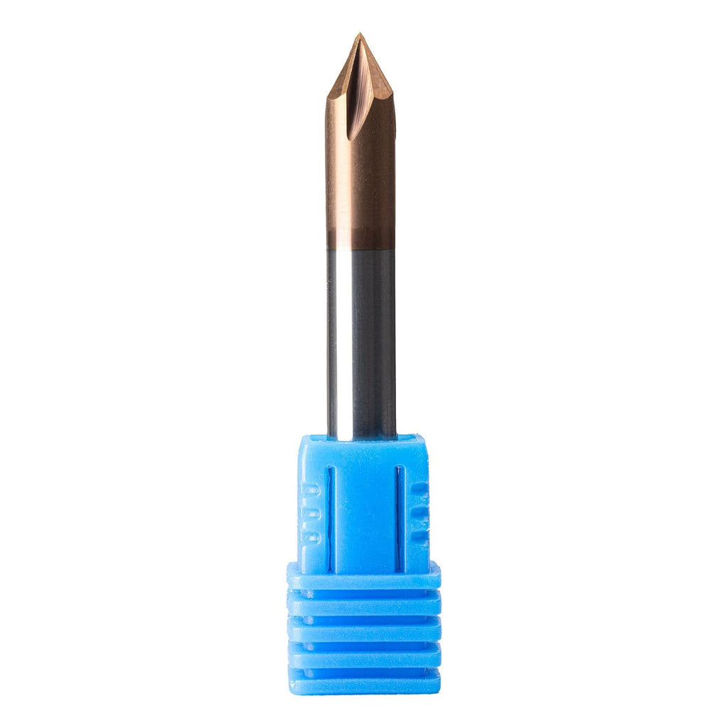 Carbide 3-Flute 90° V-Groove Chamfer End Mill, 6mm Shank