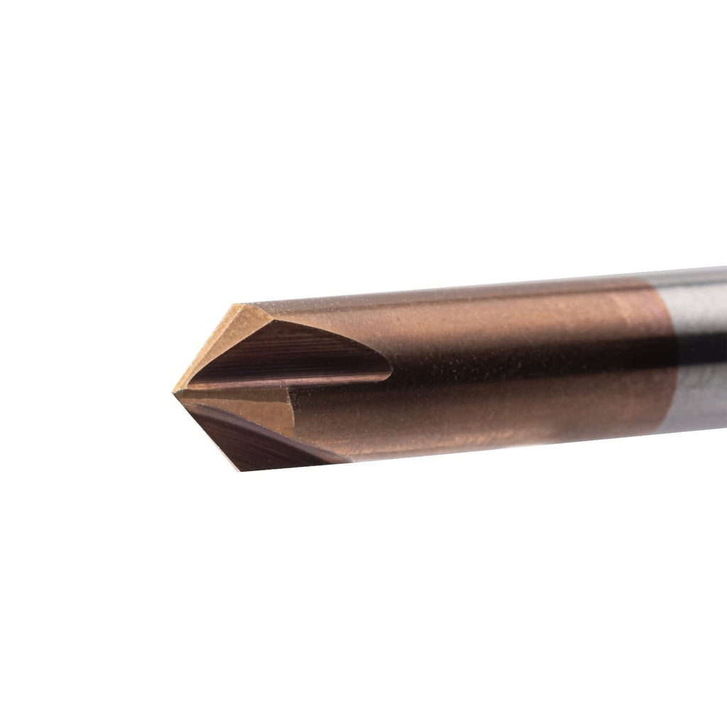 Carbide 3-Flute 90° V-Groove Chamfer End Mill, 6mm Shank