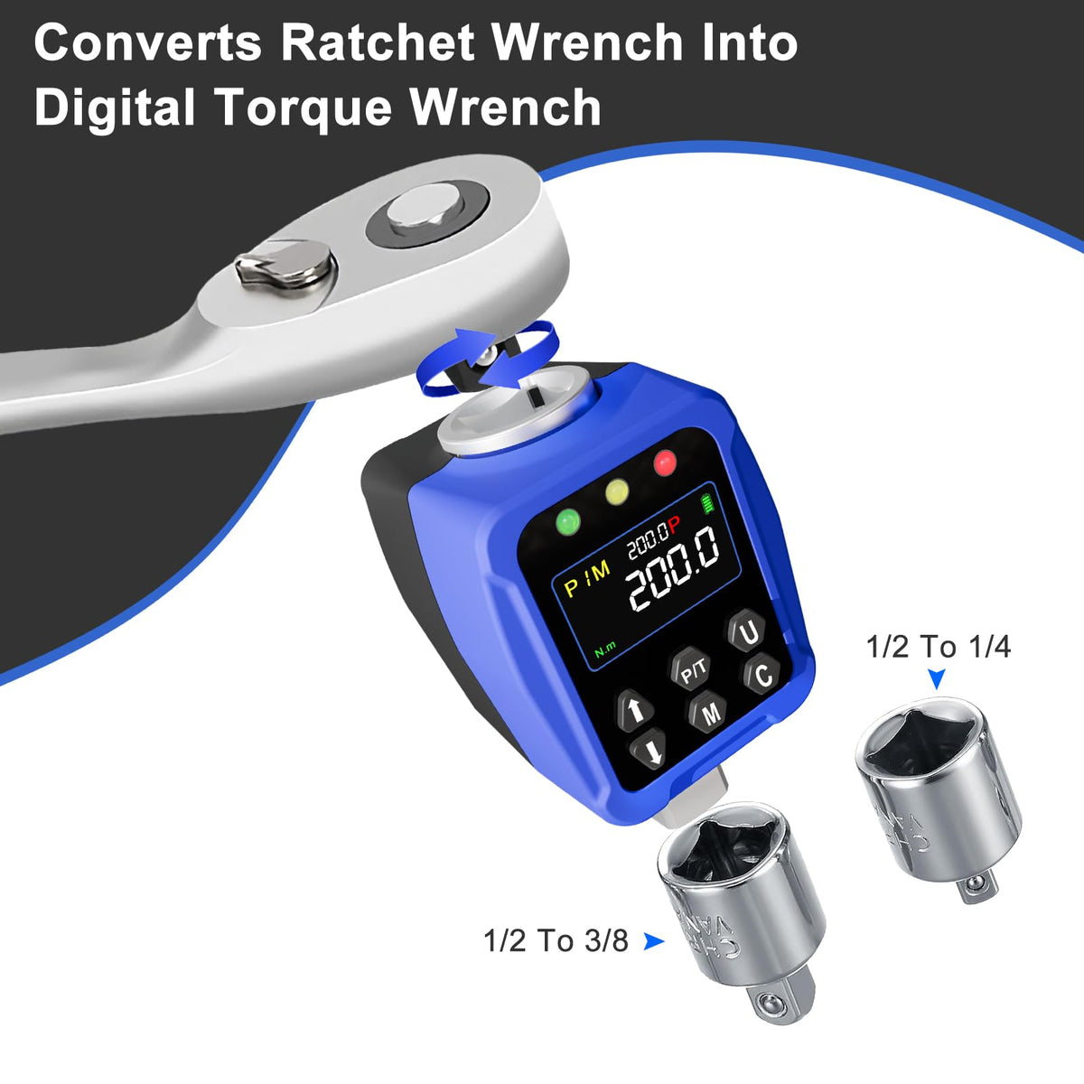 1/2" Torque Wrench Set, 20-230 Nm, 3 CR-MO Sockets