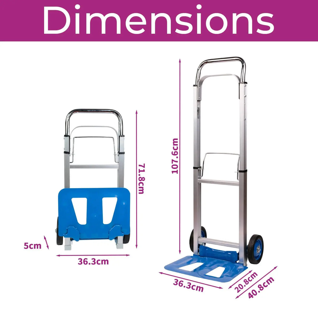 Neo Heavy Duty Aluminium Folding Sack Trolley Hand Truck Barrow Transport Wheels Extendable Handle (150 kg) Jhears Aero