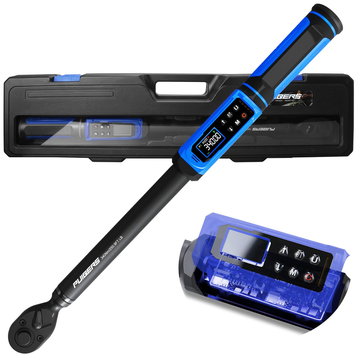 1/2" Torque Wrench Set, 20-230 Nm, 3 CR-MO Sockets
