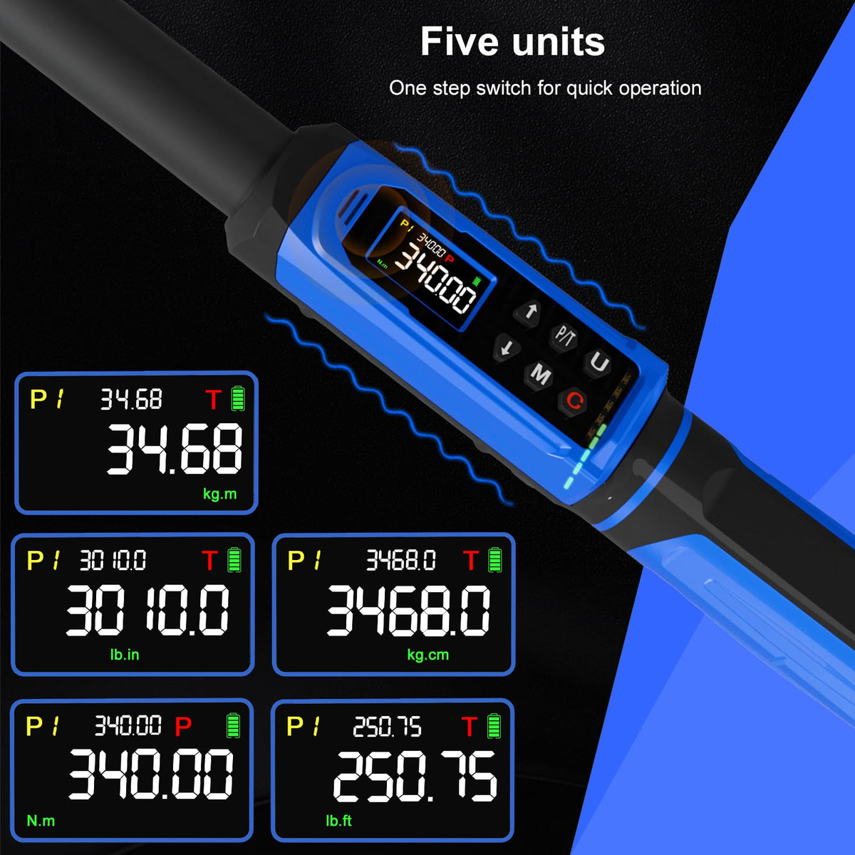 1/2" Torque Wrench Set, 20-230 Nm, 3 CR-MO Sockets