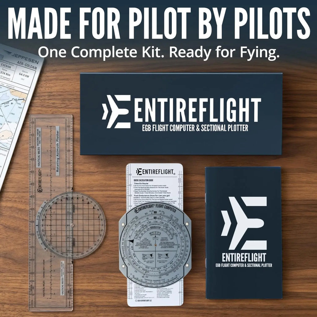 EntireFlight - E6B Flight Computer and Aviation Plotter - Essential Pilot Accessories and Aviation Tools for Your Flight Bag - Use with IFR VFR Sectional Charts - Premium Calculator Jhears Aero