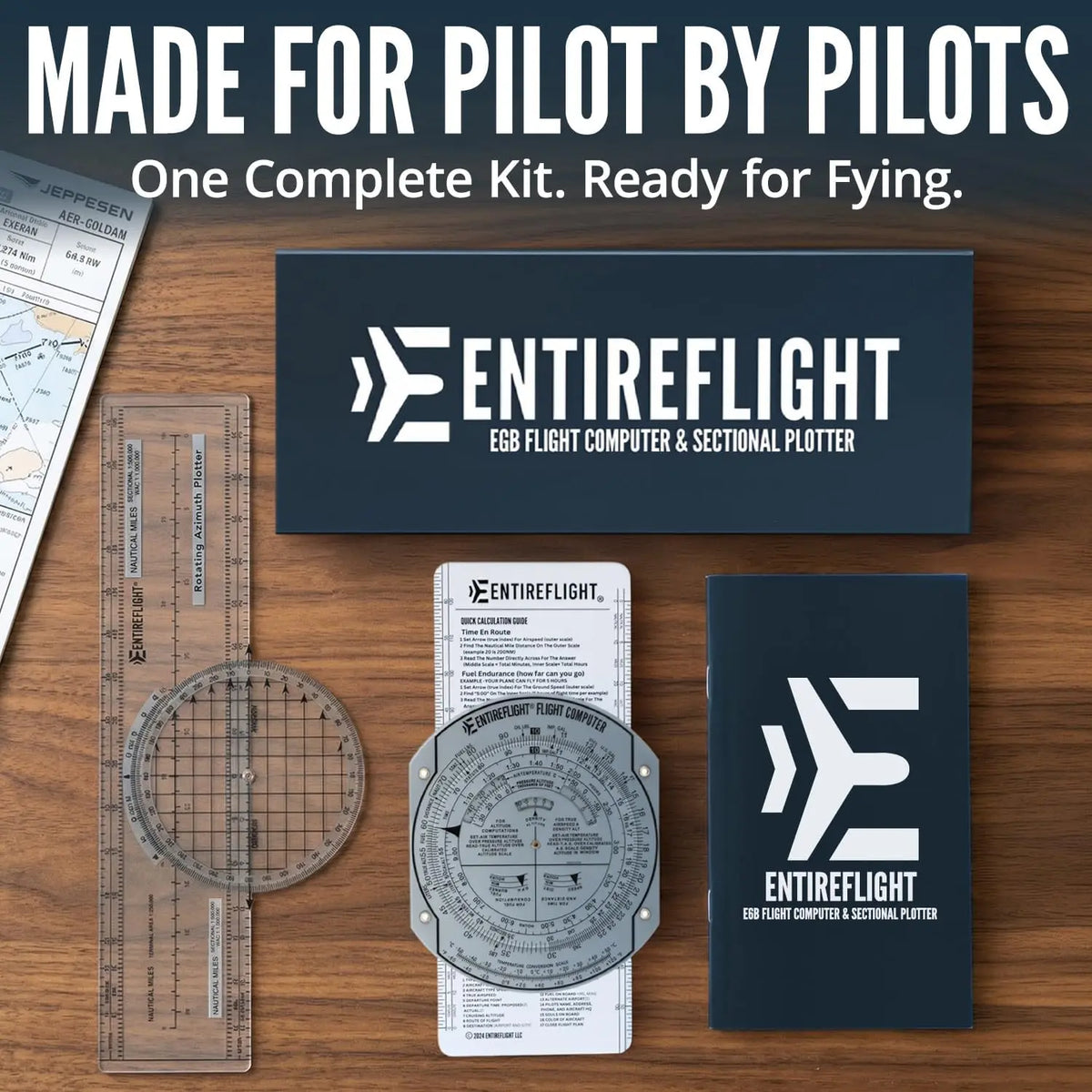EntireFlight - E6B Flight Computer and Aviation Plotter - Essential Pilot Accessories and Aviation Tools for Your Flight Bag - Use with IFR VFR Sectional Charts - Premium Calculator Jhears Aero