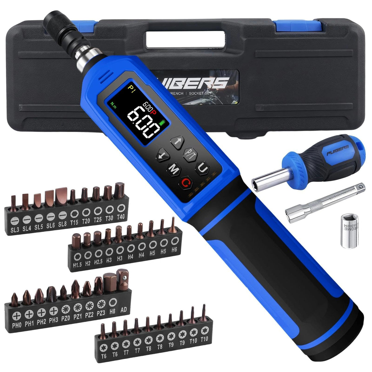 1/2" Torque Wrench Set, 20-230 Nm, 3 CR-MO Sockets