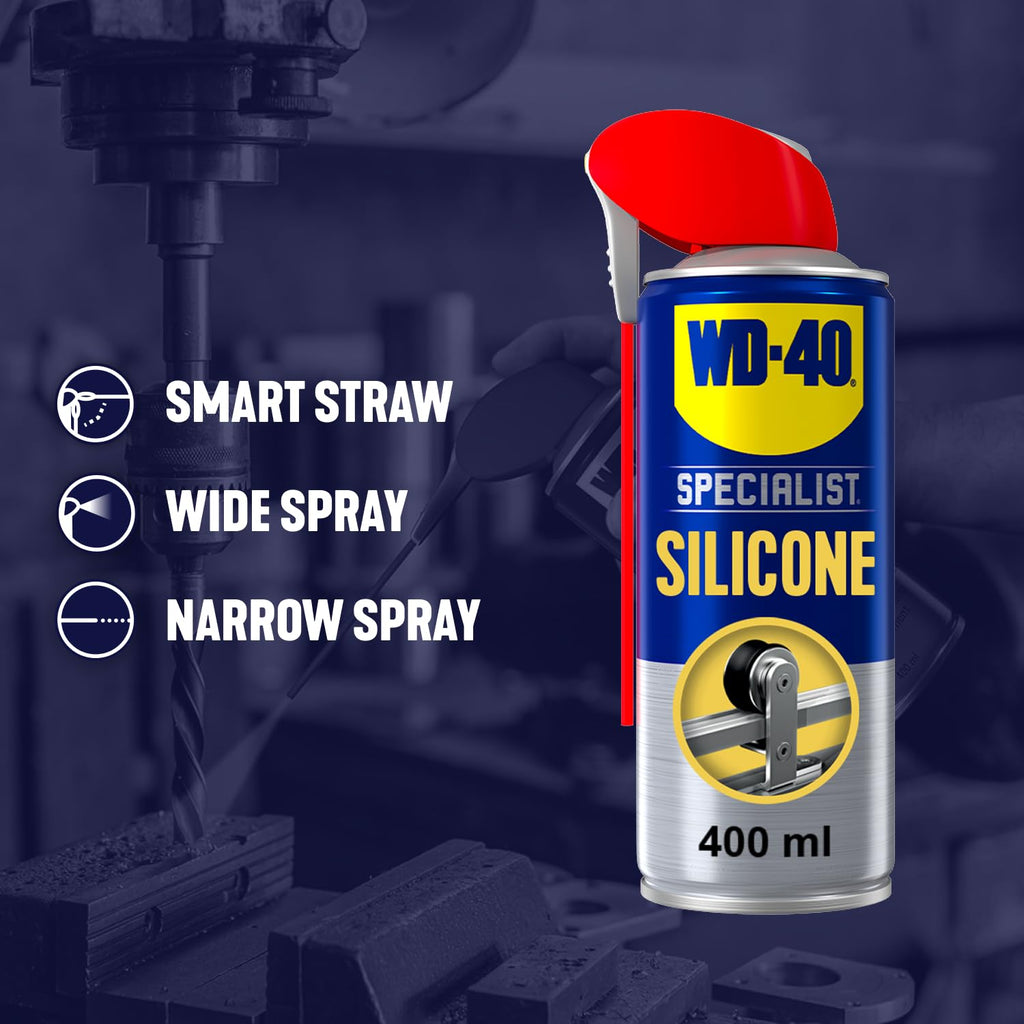 WD-40 Specialist Silicone Lubricant Spray, Smart Straw, 400ml - Twin Pack Jhears Aero