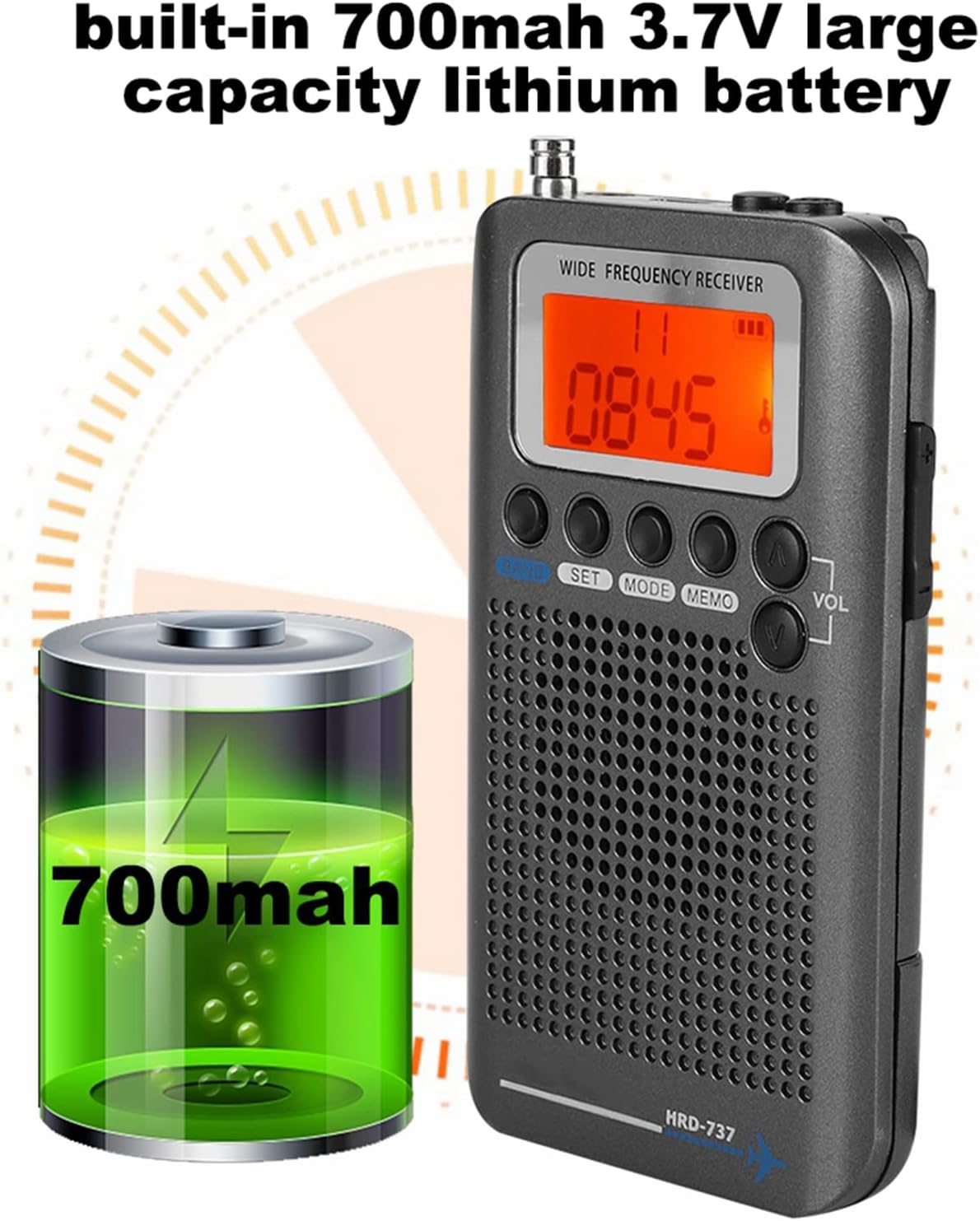 Portable Handheld VHF Band Radio Receiver with LCD Display FM/AM/CB/Air Access