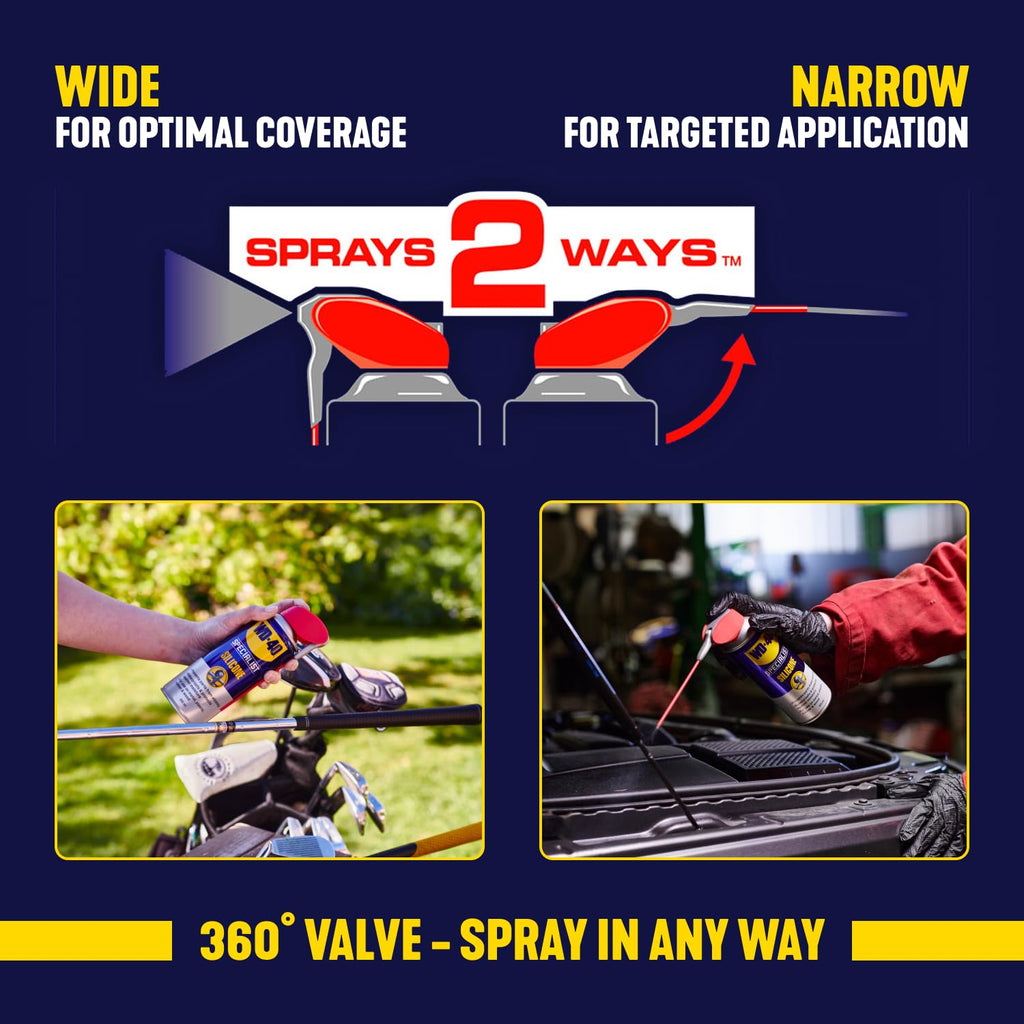 WD-40 Specialist Silicone Lubricant Spray, Smart Straw, 400ml - Twin Pack Jhears Aero