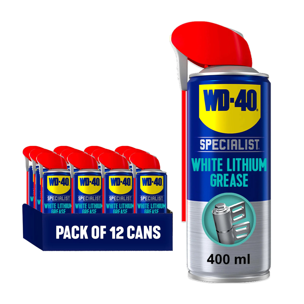 WD-40 Specialist White Lithium Grease Spray, 400ml, Long Lasting Spray Grease for Metal to Metal, Bearings, Hinges and Gears, Corrosion and Rust Protection Jhears Aero
