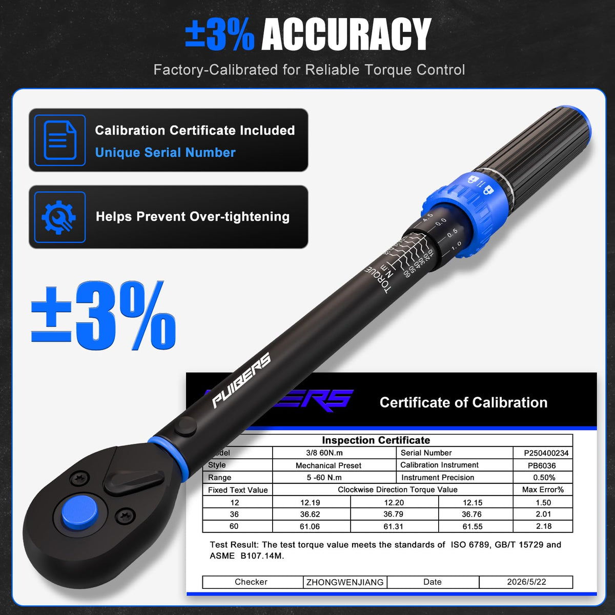 1/2" Torque Wrench Set, 20-230 Nm, 3 CR-MO Sockets
