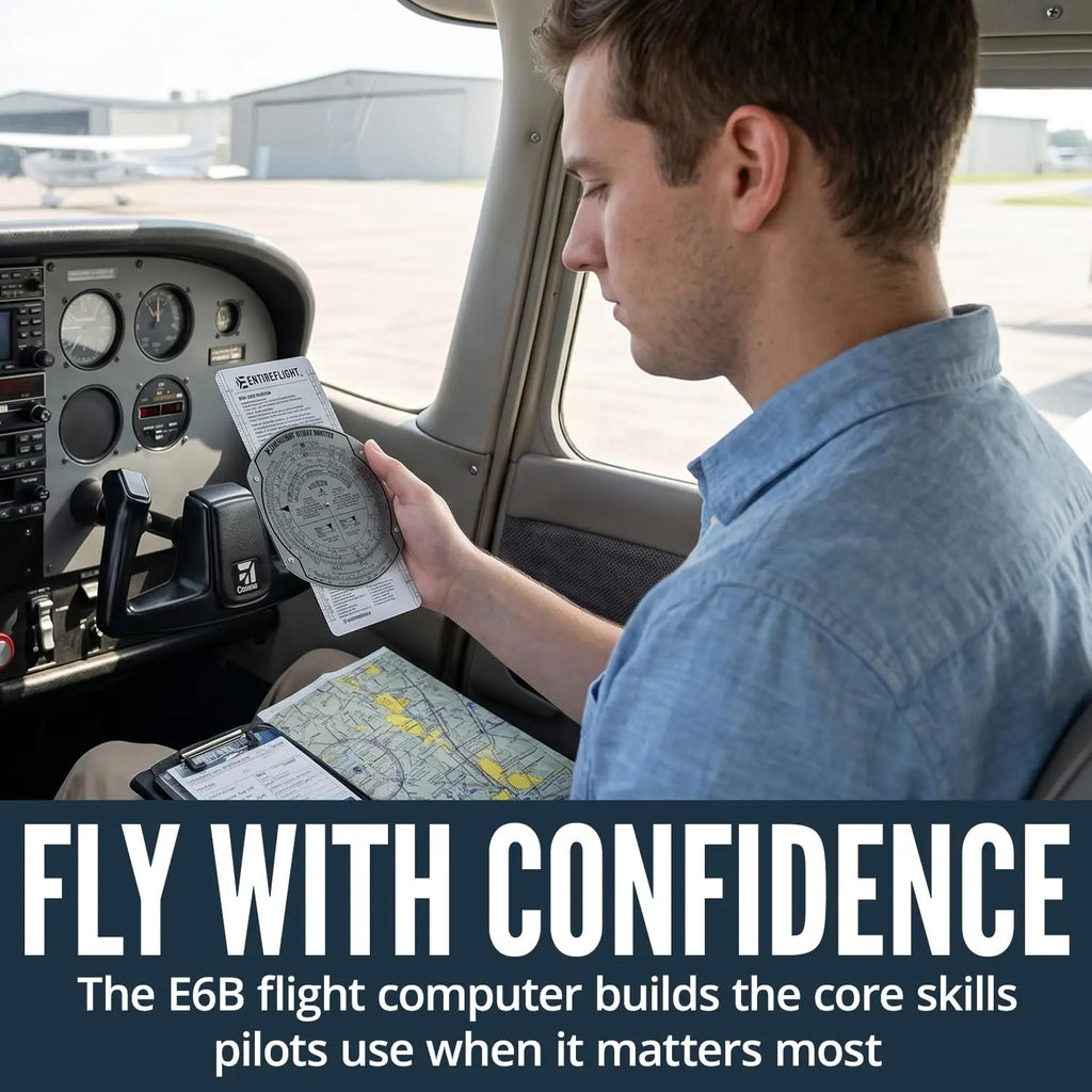 EntireFlight - E6B Flight Computer and Aviation Plotter - Essential Pilot Accessories and Aviation Tools for Your Flight Bag - Use with IFR VFR Sectional Charts - Premium Calculator Jhears Aero