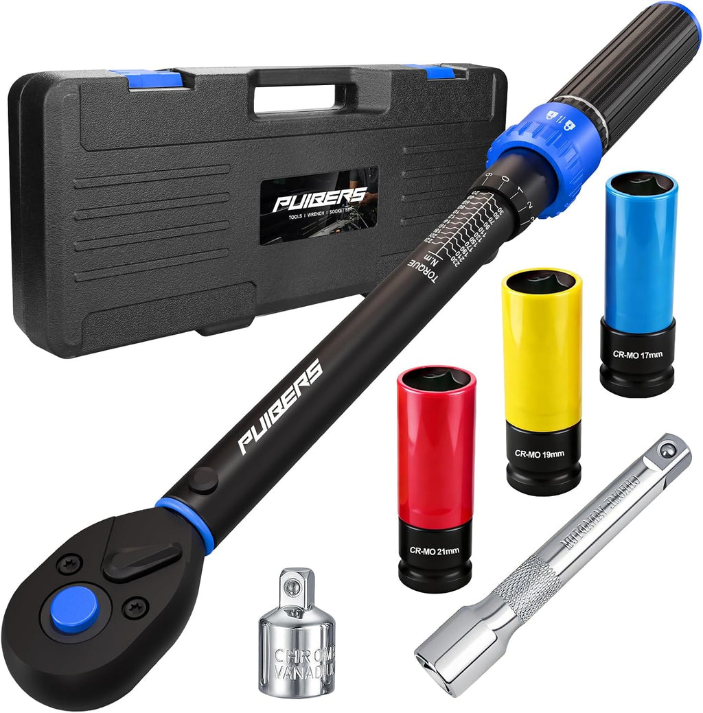 1/2" Torque Wrench Set, 20-230 Nm, 3 CR-MO Sockets