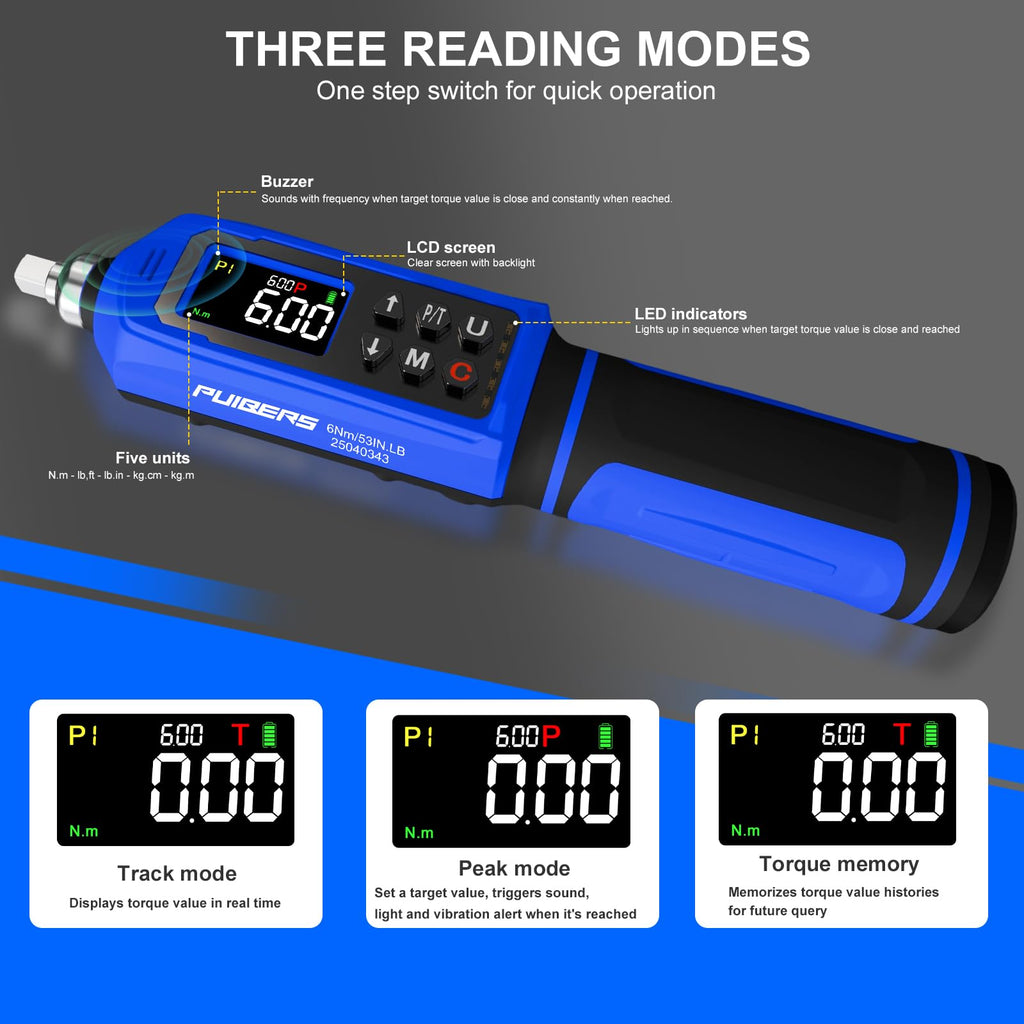 1/2" Torque Wrench Set, 20-230 Nm, 3 CR-MO Sockets