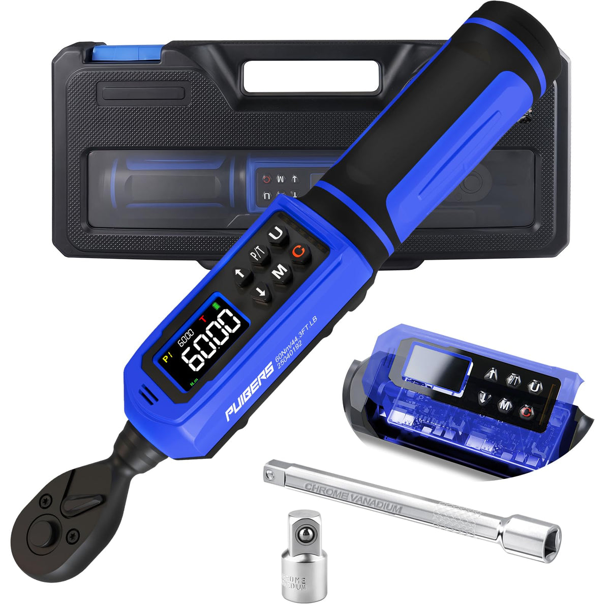 1/2" Torque Wrench Set, 20-230 Nm, 3 CR-MO Sockets
