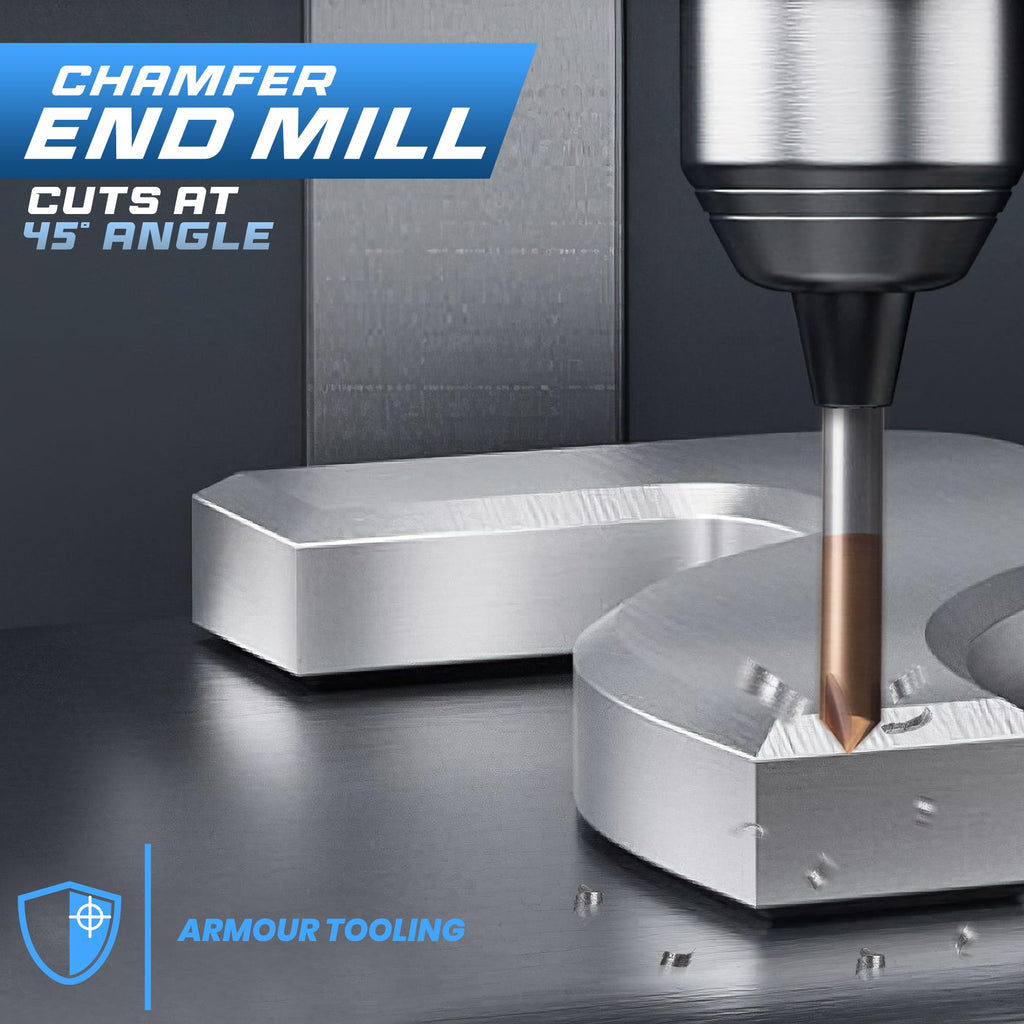 Carbide 3-Flute 90° V-Groove Chamfer End Mill, 6mm Shank