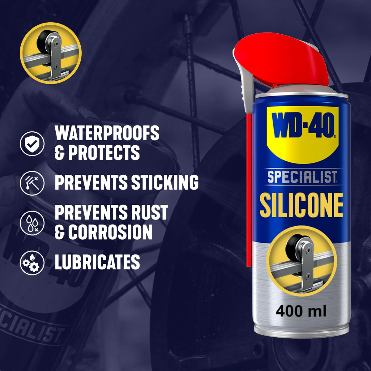 WD-40 Specialist Silicone Lubricant Spray, Smart Straw, 400ml - Twin Pack Jhears Aero