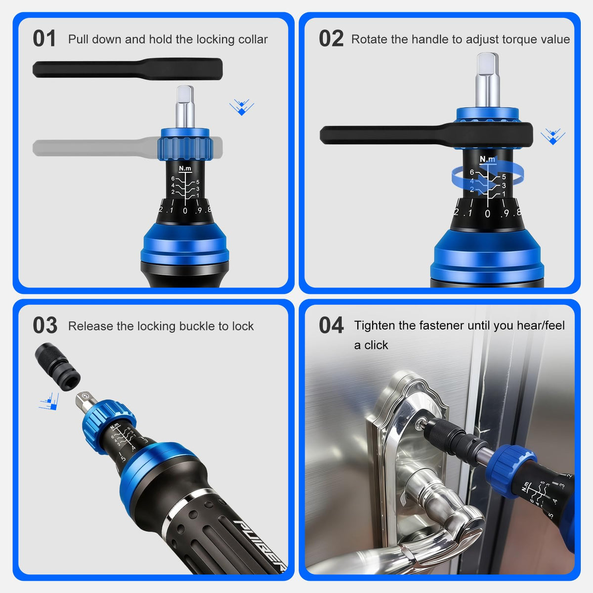1/2" Torque Wrench Set, 20-230 Nm, 3 CR-MO Sockets