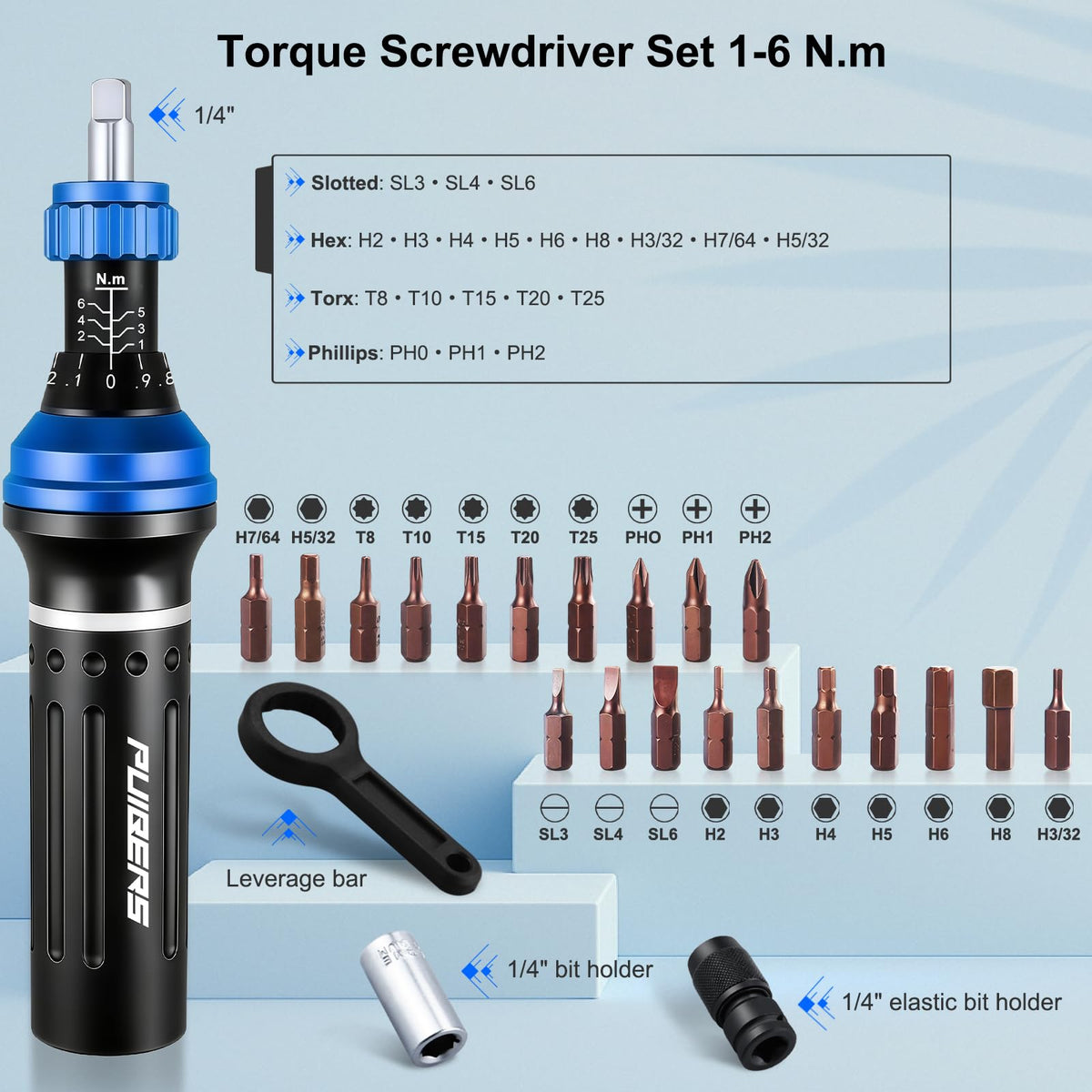 1/2" Torque Wrench Set, 20-230 Nm, 3 CR-MO Sockets