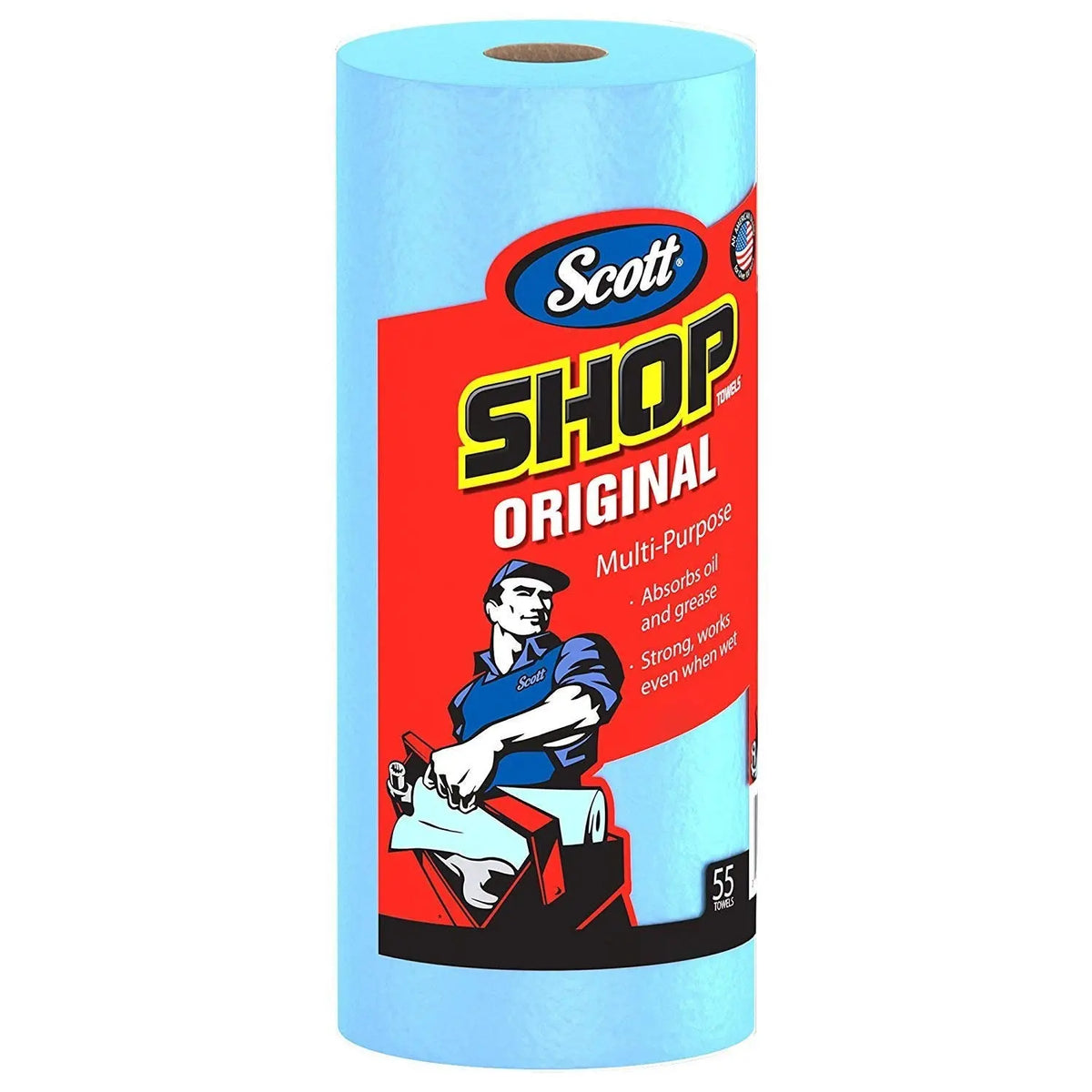 SCOTT SHOP ORIGINAL Heavy Duty Blue Towels - 3 Rolls x 55 Sheets (165 Total) Jhears Aero