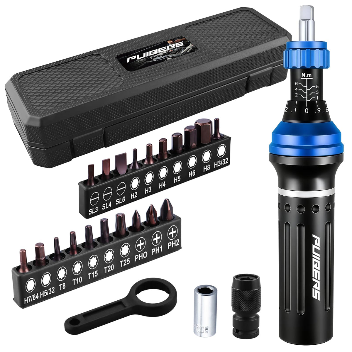 1/2" Torque Wrench Set, 20-230 Nm, 3 CR-MO Sockets