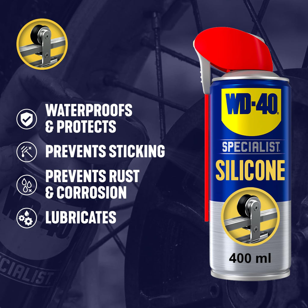 WD-40 Specialist Silicone Lubricant Spray, Smart Straw, 400ml - Twin Pack Jhears Aero