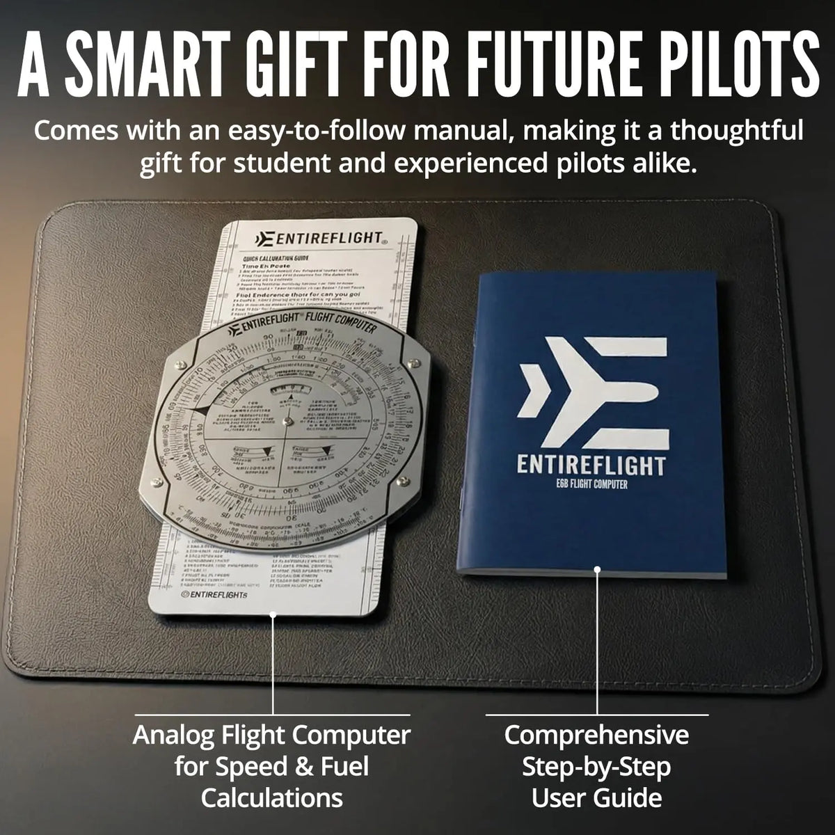 EntireFlight - E6B Flight Computer and Aviation Plotter - Essential Pilot Accessories and Aviation Tools for Your Flight Bag - Use with IFR VFR Sectional Charts - Premium Calculator Jhears Aero