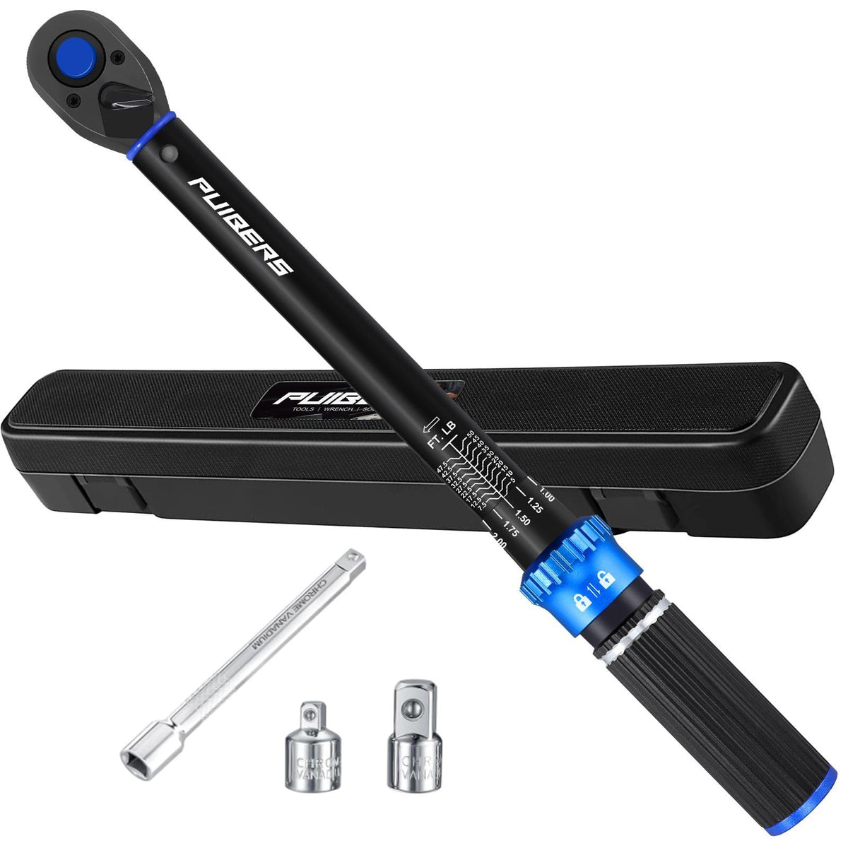 1/2" Torque Wrench Set, 20-230 Nm, 3 CR-MO Sockets