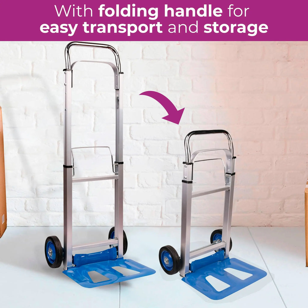 Neo Heavy Duty Aluminium Folding Sack Trolley Hand Truck Barrow Transport Wheels Extendable Handle (150 kg) Jhears Aero