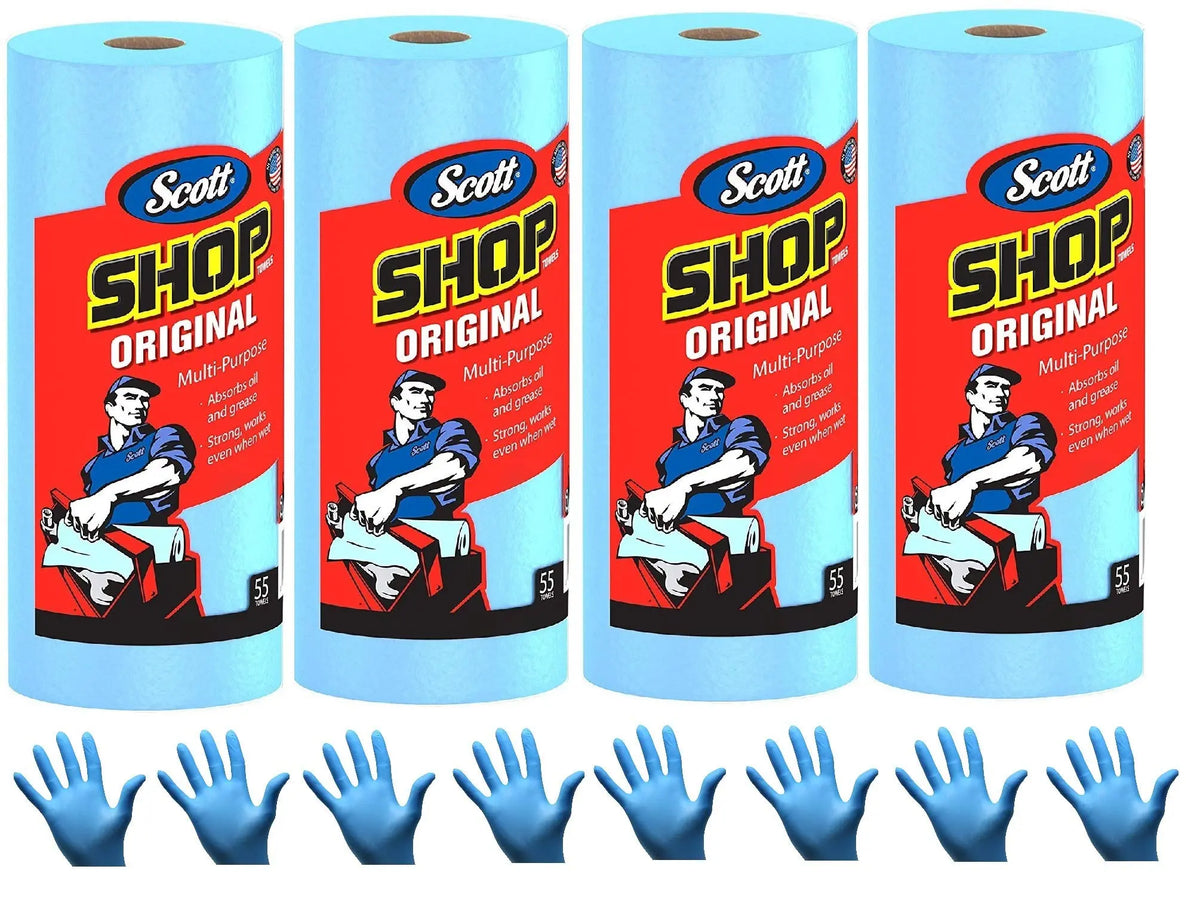 SCOTT SHOP ORIGINAL Heavy Duty Blue Towels - 3 Rolls x 55 Sheets (165 Total) Jhears Aero