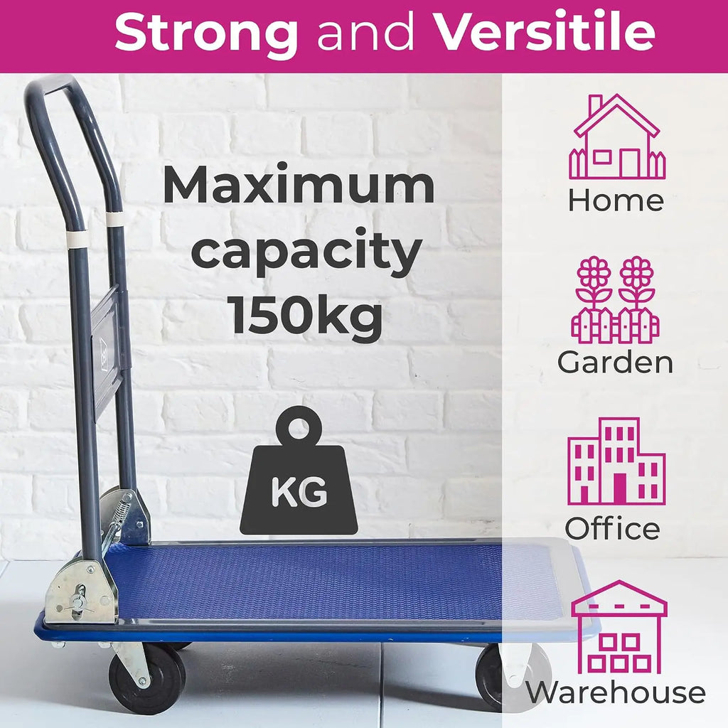 Neo Heavy Duty Aluminium Folding Sack Trolley Hand Truck Barrow Transport Wheels Extendable Handle (150 kg) Jhears Aero