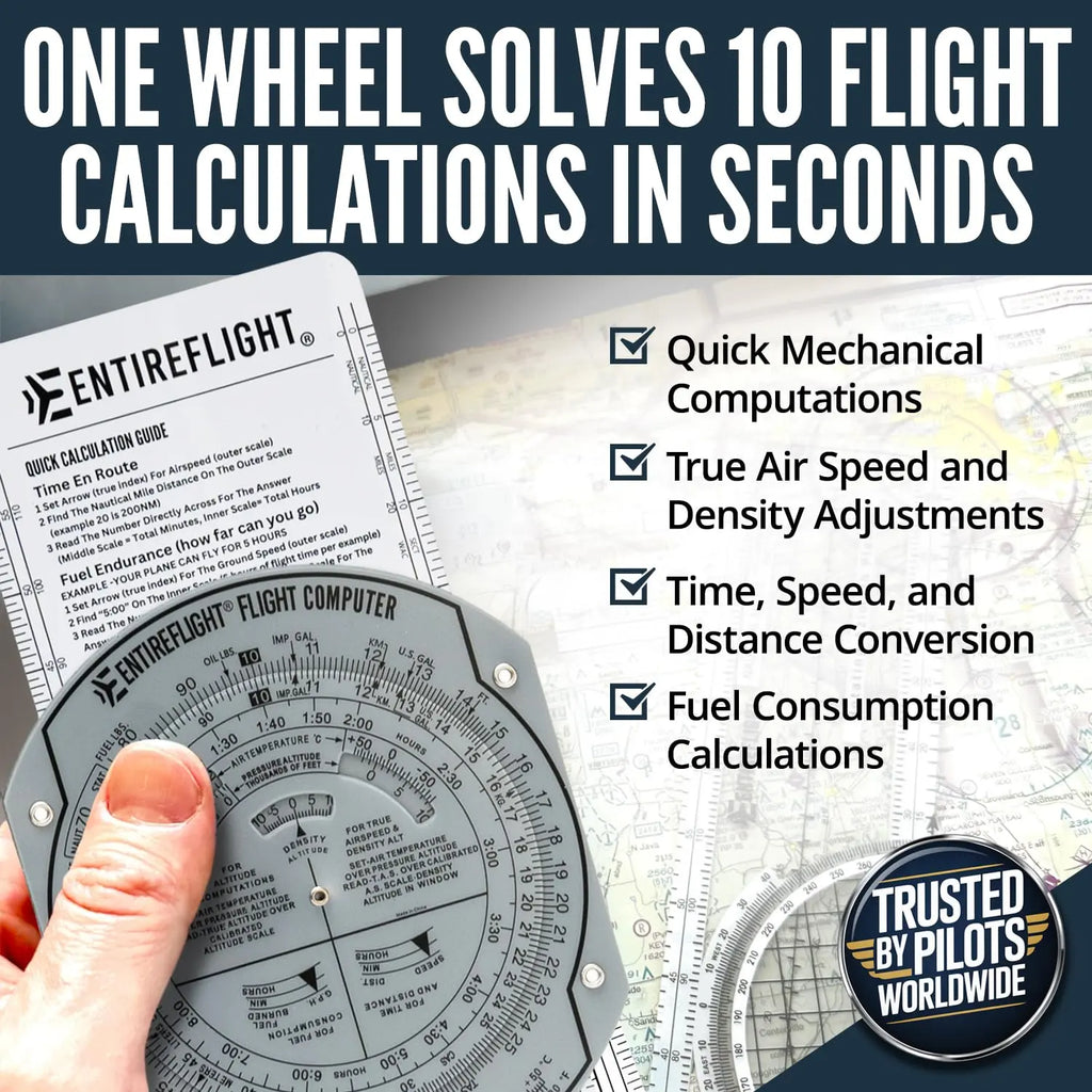 EntireFlight - E6B Flight Computer and Aviation Plotter - Essential Pilot Accessories and Aviation Tools for Your Flight Bag - Use with IFR VFR Sectional Charts - Premium Calculator Jhears Aero