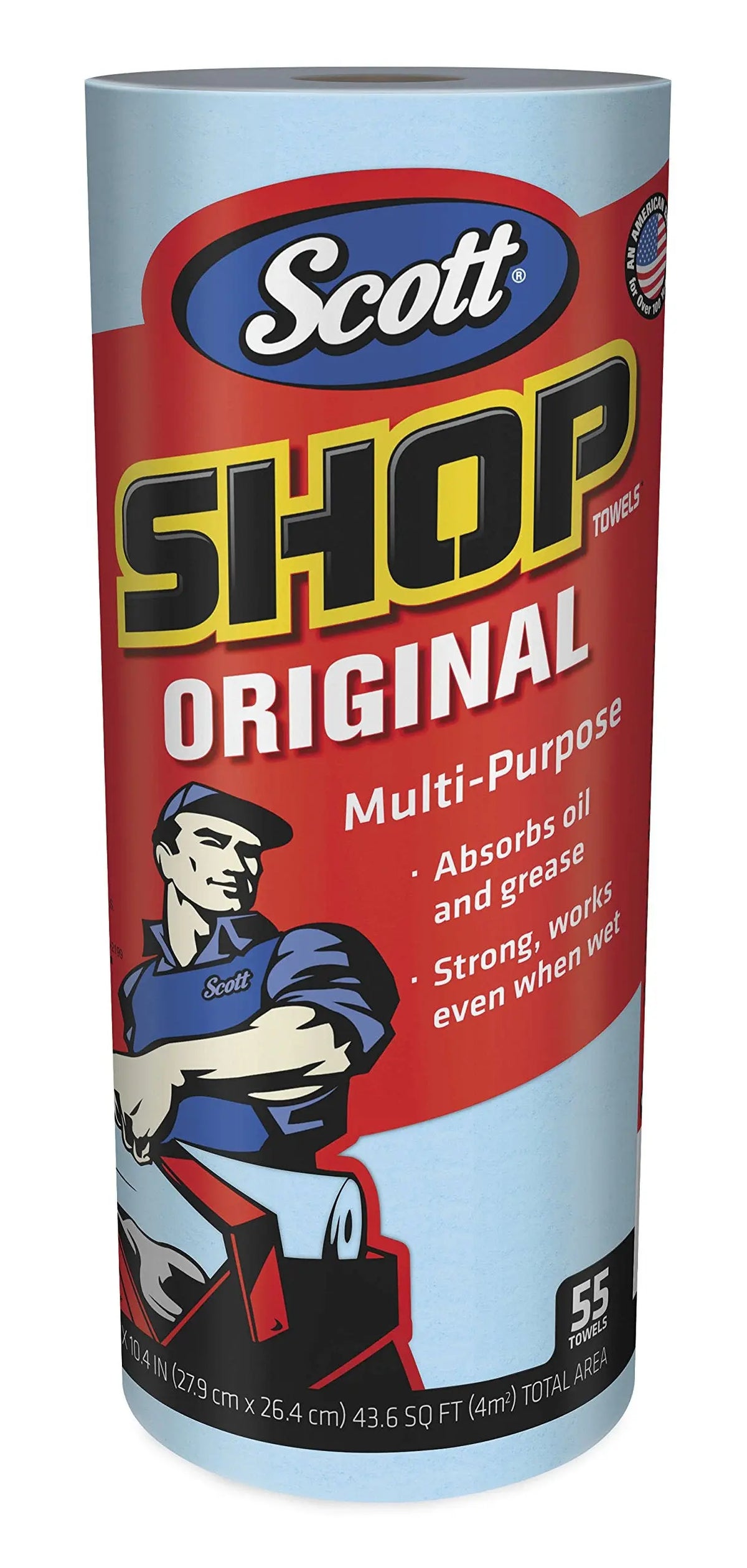 SCOTT SHOP ORIGINAL Heavy Duty Blue Towels - 3 Rolls x 55 Sheets (165 Total) Jhears Aero