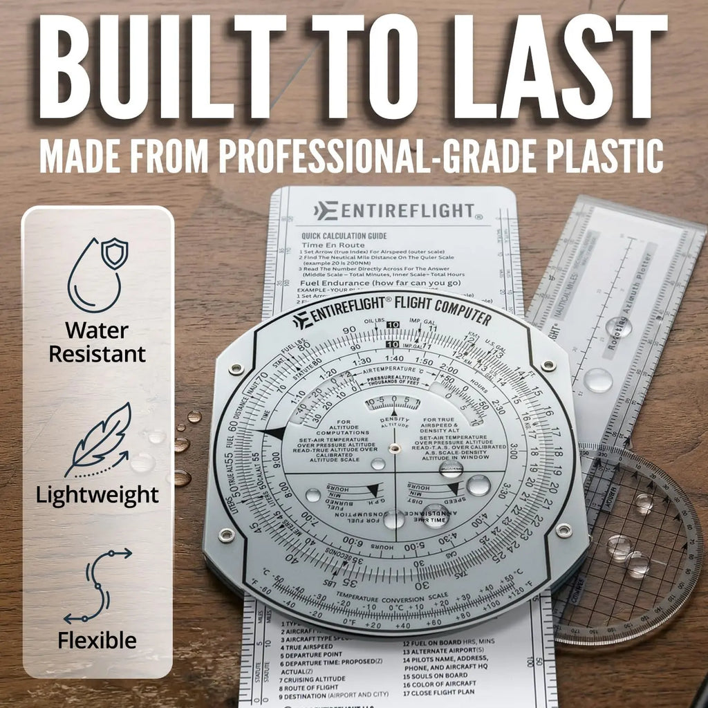 EntireFlight - E6B Flight Computer and Aviation Plotter - Essential Pilot Accessories and Aviation Tools for Your Flight Bag - Use with IFR VFR Sectional Charts - Premium Calculator Jhears Aero