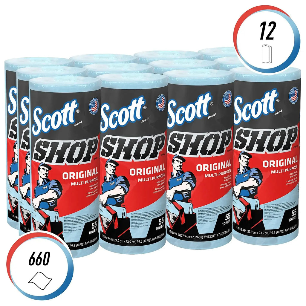 Scott Shop Towels Original 75147, Heavy Duty, Blue, 12 x 55 Sheets Jhears Aero