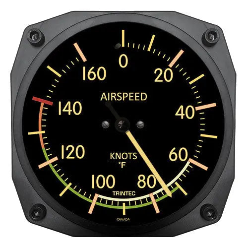 Trintec Vintage Airspeed Indicator Thermometer 6.5 Square 9061VF