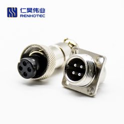GX12 4-Pin Aviation Connector 5A 12mm 4 Hole Flange