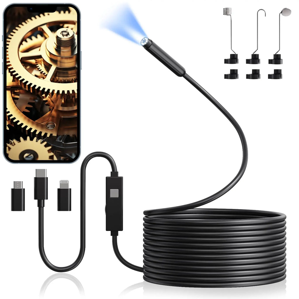 Endoscope Inspection Camera with Lights, 1920P HD Flexible Borescope 16.4 FT Jhears Aerospace