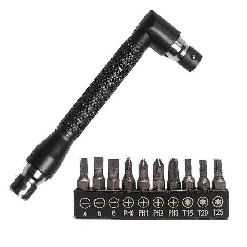 L-shaped socket wrench and 10-bit set